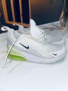 Nike Kids White Sneakers with Neon Lime Air Heel